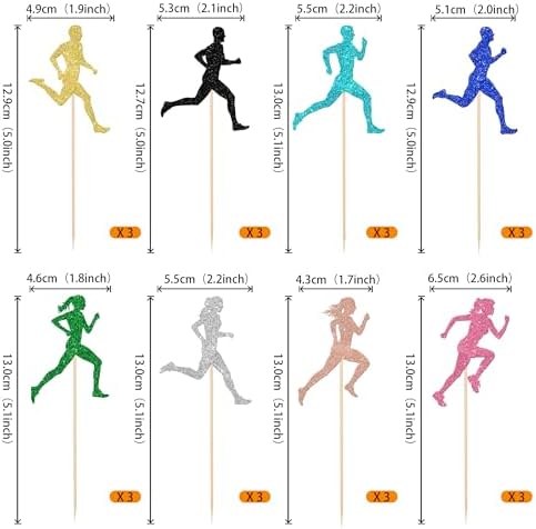 Rsstarxi 24 Pack Running Cupcake Toppers Sports Fitness Cupcake Picks Decorations for Sports Theme Running Baby Shower Boys Girls Birthday Party Cake Decorations