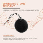 Karelian Heritage Round Shungite Pendant | Authentic Shungite Stones Amulet Jewelry Necklace | Defender Shield Protection Necklace Stone | Chakra Healing Necklace Quantum Pendant