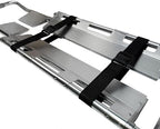 LINE2design-USA- Foldable Aluminum Scoop Stretcher - EMS Portable Stretcher with Adjustable Length, Patient Transport Medical Stretcher with Breakaway Hinge Mechanism - 350.5 Lb Load Capacity, Silver