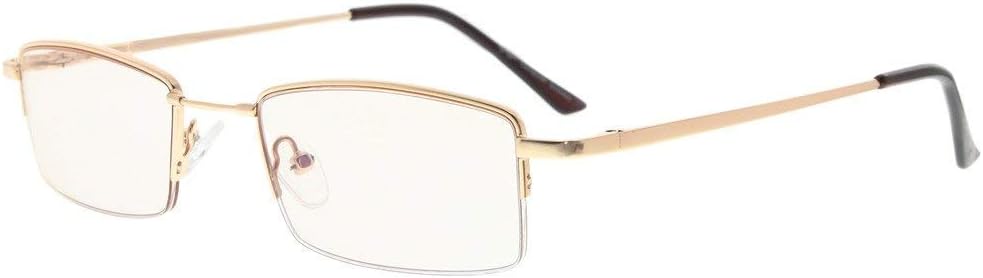 Eyekepper Memory Titanium Bridge Computer Glasses 50% Blue Light Blocking Reading Glasses Amber Tinted Lenses