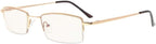 Eyekepper Memory Titanium Bridge Computer Glasses 50% Blue Light Blocking Reading Glasses Amber Tinted Lenses