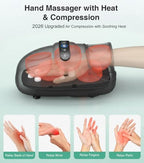 Medcursor Hand Massager, 2026 Upgraded, Hand Massager with Heat and Compression for Carpal Tunnel and Stiff Joints, Pain Relief from Wrist to Palm and Finger, Gifts for Women Men (Rechargeable)