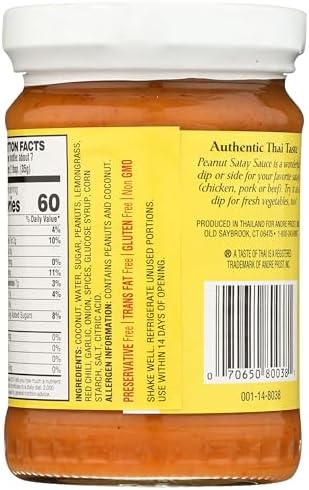 A Taste of Thai Peanut Satay Sauce | Authentic Thai Flavor with Roasted Peanuts & Spices | Ready-to-Use Mix for Noodles, Dips, Salads & Stir-Fry | Non-GMO, Gluten-Free, No MSG - 7 oz