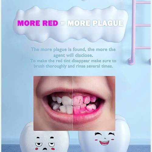 Dental Plaque Disclosing Agent, Plague Display Cotton Swab(not Tablets) Indicator, for Kids & Adults, Shows Plaque,Helps Teach Brushing Habits, Dental Care Kits, 20 Count in 1 Pack