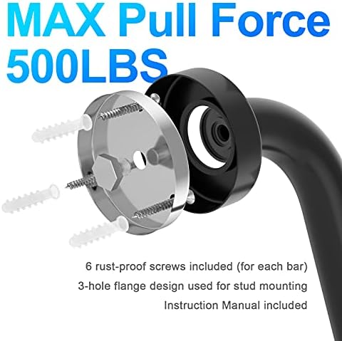 16 Inch Matte Black Shower Grab Bar-1" Diameter, iMomwee Stainless Steel Elderly Safety Bars, Bathroom Shower Balance Bar, Wall Handrail Support, Handicap Senior Disabled Pregnant Assist Bath Handle