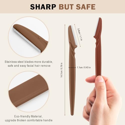 D Dermaplane Razor for Women Face - 6PCS Face Razors for Women - Eyebrow Razor with Precision Cover - Face Shaver for Women - Facial Hair Removal for Men - Neutral