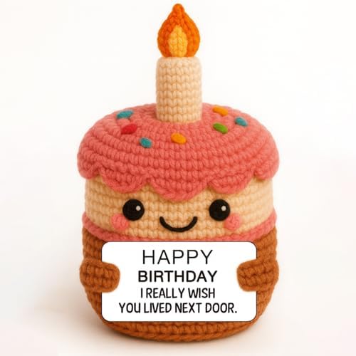 Friendship Gifts Happy Birthday for Best Friend Bestie Bff Sister, Thoughtful Appreciation Encouragement Birthday Year Old Present for Her - Funny Handmade Crochet Cake or Just Because