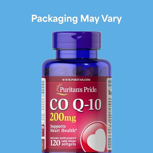 Puritan's Pride Coenzyme CoQ10 200mg, Dietary Supplement for Heart Health, Blood Pressure, Oral Gum Health, and Healthy Aging Support, 120 Servings, Rapid Release Softgels