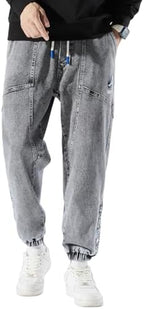 Men's Jogger Jeans Denim Joggers Streetwear Casual Jean Sweatpants Drawstring Elastic Waist Cargo Pants