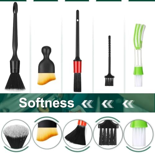 Fitosy Car Interior Duster Detail Brushes, Soft Bristles Brush Car Accessories for Cleaning Dashboard Air Vent Crevice, Detailing Dusting Tool Kit for Auto Truck SUV RV