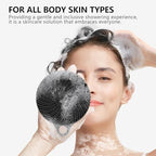 2 in 1 Silicone Brush, BEAUTAIL Body Shower Scrubber and Scalp Hair Massager Shampoo Brush, Deeply Cleanse Skin, Dandruff Removal and Hair Growth, Gentle for Women Men Sensitive Skin, 1 Pack (Black)