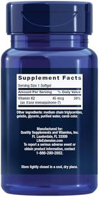 Life Extension Low Dose Vitamin K2 – Supports Arterial Health – Non-GMO, Gluten-Free – 90 Softgels