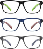 IVNUOYI 3 Pairs Reading Glasses Sports Style Frames with Spring Hinges, Flexible Blue Light Blocking Readers for Men