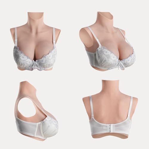 Realistic Silicone Breastplate High Collar Fake Boobs B-F Cup for Crossdressers Drag Queen Mastectomy Transgender