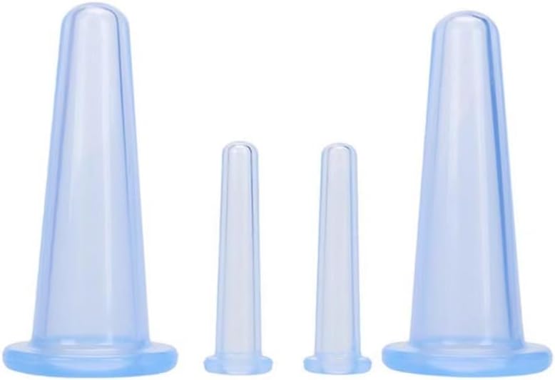 BWESOO 4Pcs Massage Cupping Set Silicone Mini Facial Cups Face Massager Helper Skin Care Neck Back Eyes Massaging Cup Safe to Use, Don't Worry About Burns Health Care Products (Blue)