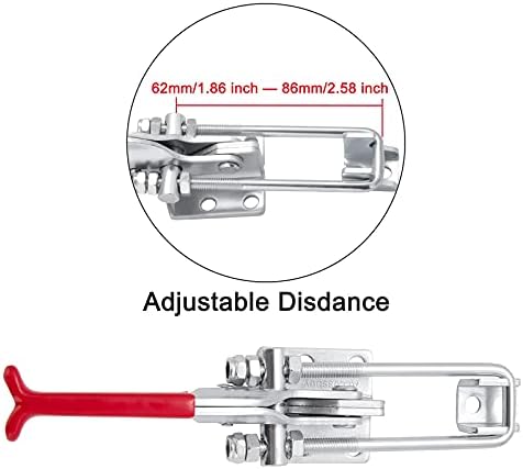 Accessbuy Heavy Duty Large Toggle Clamp Latch,2000Lbs Holding Capacity,Self-Lock U-Bolt Adjustable Latch for Tire Carrier,Industrial EquiIpment,Boxcar,Smoker Lid and More 7.87 Inch (2Pack)