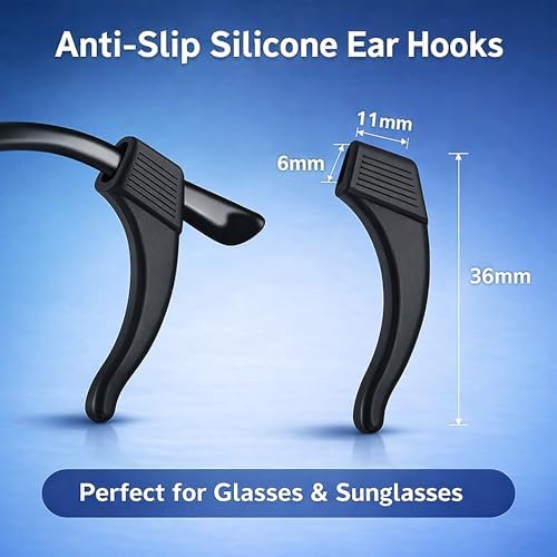 Eyeglass Ear Grips -20 Pairs Anti-Slip Glasses Grips,Glasses Holder, Silicone Eye Glasses Ear Grippers Sleeve Retainer, Glasses Ear Hook Cushions for Sports, Sunglasses(Black)