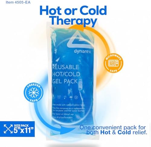 Dynarex Reusable Hot and Cold Gel Packs - 5" x 11" - Multi Purpose Compress for Injuries - Easy to Microwave or Freeze - First Aid, Sports, Home Use - 1 Count