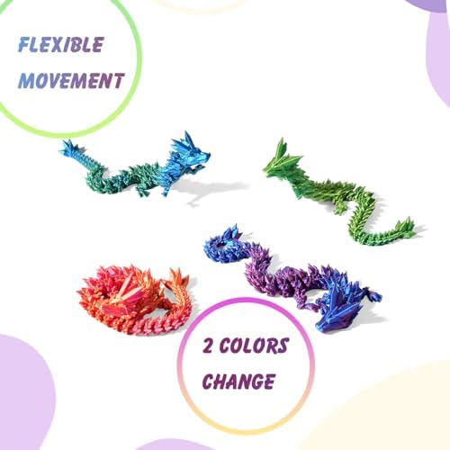2PCS 12" 3D Printed Dragon, 3D Animals, 3D Fidget Toy, Autism Toys, 3D Dragon, 3D Printing Dragon for Home Office Decor Executive Desk Toys