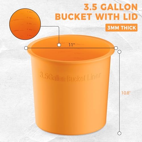 3.5 Gallon Bucket Liner with Measurement Markings – Foldable & Heat-Resistant – Multi-Purpose Reusable Silicone Bucket Pail Liner for Kitchen, Outdoor, Gardening, Camping, Thinset & Paint