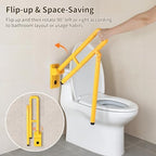 Flip Up Handicap Grab Bars, Wall Mounted Folding Toilet Safety Rails, Non-Slip Toilet Grab Bar, Stainless Steel&Luminous Bathroom Assist Handrail for Elderly, Disabled, Pregnant, 350lbs