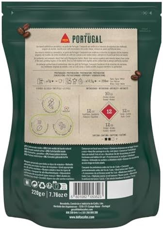 Delta Cafés Portugal 220gr/7.7oz Ground Coffee - Smooth and Delicious Medium Roast Coffee, Espresso Machine Compatible, Universal Grinding