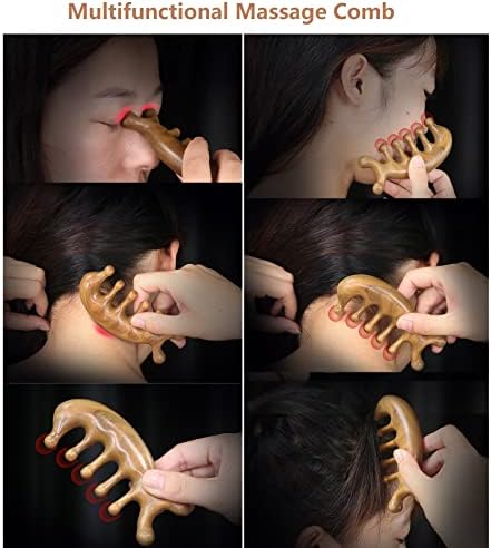 SAEEYCUE Authentic Green Sandalwood Comb Gua Sha Scraping Scalp Massager Head Head, Neck, Hands and Legs (B)