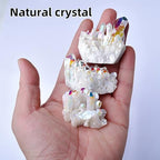 Angel Aura Quartz Crystal Cluster - Titanium Coated Healing Stones for Energy Balance, Reiki, Meditation & Spiritual Growth (1PC 1.1-1.8 OZ)