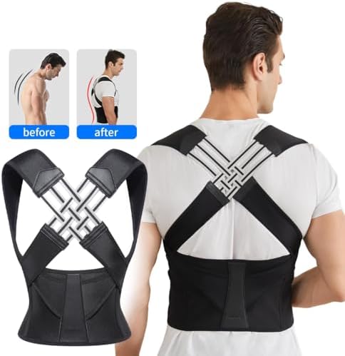 Posture Corrector for Women and Men,Adjustable Shoulder Straightener,Back Support Brace,Upper Spine scoliosis, hunchback Black X-Large