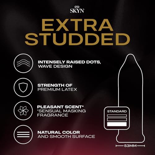 SKYN Extra Studded, 22 Count, Lubricated Latex-Free Condoms, Unique Texture Intensifies Every Moment