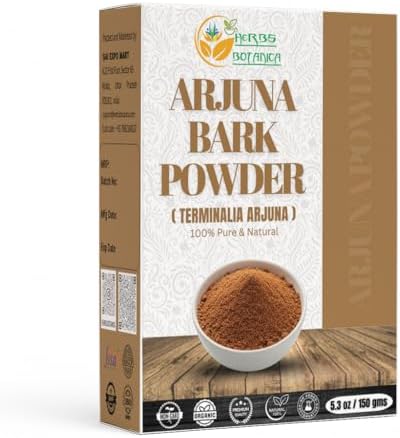 Herbs Botanica Arjuna Powder 100% Pure Arjuna Bark Powder (Arjun Ki Chaal) for Herbal Tea & Wellness – Finely Ground Tree Bark Powder for DIY Use – 5.3 oz Pack