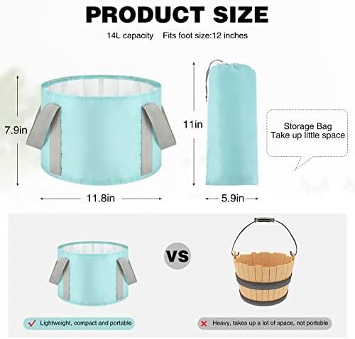 3 Pieces Collapsible Portable Foot Soak Tub Soaking Foot Basin Multifunctional Foldable Bucket Washing Camping Pedicure Bowl Outdoor Water Container for Fishing Hiking Spa Travel, 3 Colors, 14 L