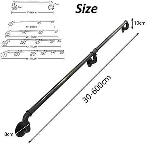 XFSHKJS Stairs Banister Handrail,30-600cm Complete Kit Handrail for Indoor Outdoor Steps,Curved Design Metal Wrought Iron External Outside Wall Mount (Size : 1ft/30cm)