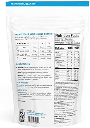 King Arthur Gluten-Free Pancake Mix, Certified Gluten-Free, Non-GMO Project Verified, Certified Kosher, 15 Oz