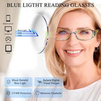 6 Pack Reading Glasses for Women, Blue Light Blocking Ladies Readers, Spring Hinge Fashion Pattern Print Eyeglasses