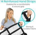 Vive Transfer Blanket with Handles 77” x 38.5” - Bed Positioning Pad, Straps - Reusable, Washable Patient Lifting Device Body Lift, Turning, Sliding Moving - Caregiver, Family Aid, Bedridden, Elderly