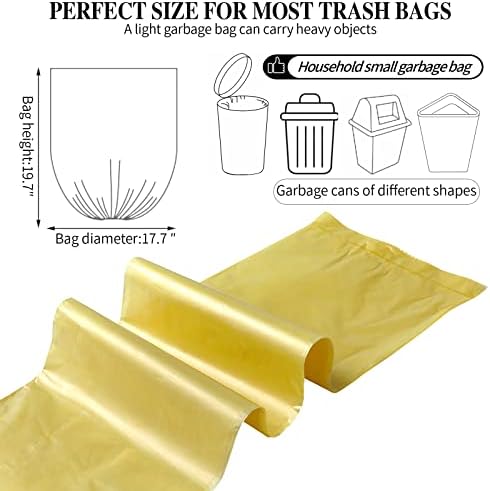 5 Rolls Small Trash Bags - 100 Counts Durable 4 Gallon Small Garbage Bags for home office kitchen Bathroom Bedroom Trash Can liners（Golden）