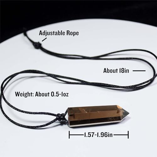 Runyangshi Healing Crystal Pendants, Single Pointed Natural Crystal Quartz Necklace 6 Faceted Chakra Crystal Wand Stone Reiki Energy