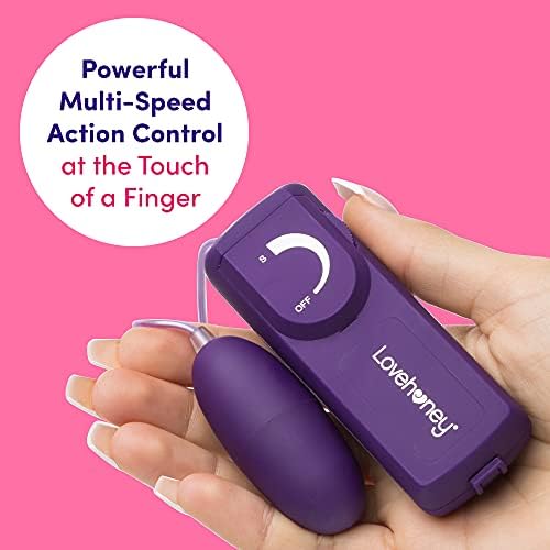 Lovehoney Wickedly Powerful Vibrating Egg for Women - Smooth 2.5 Inch Multispeed Bullet Vibrator - 31 Inch Wired Remote Control Love Egg for Couples - Purple