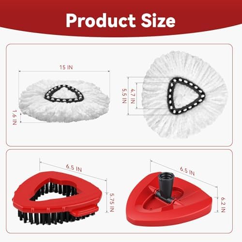 8 Pack Mop Replacement Heads with Base and Floor Scrub Brush, Compatible with Ocedar Systems, Microfiber Replace Heads, Snap-On Floor Cleaning Accessories