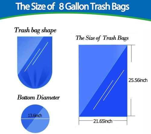 8 Gallon 60pcs Medium Black Trash Bags Strong Black Garbage Bags, Bathroom Trash Can Bin Liners, Plastic Bags for Office Home Kitchen, Waste Basket Liner, Fit 30 Liter, 7,8 Gal(8G60-Black)