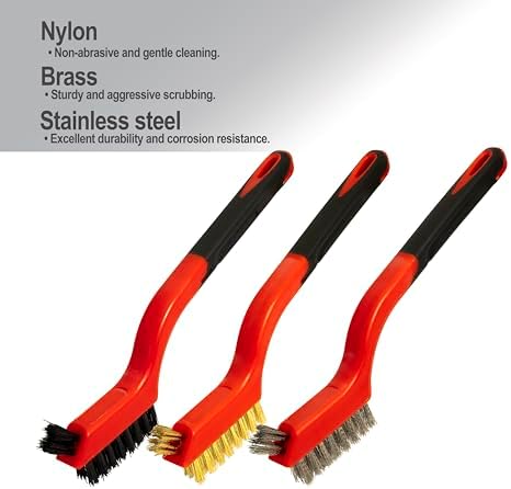6Pcs Wire Brush Set, Stainless Steel/ Brass/ Nylon Bristle Brushes for Cleaning Rust, Scratch Wire Brushes for Cleaning Welding Slag, Paint and Dirt Removal