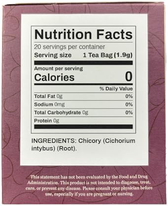 Organic Positively Botanicals Company, Chicory Root Herbal Tea Bags, 20 Count