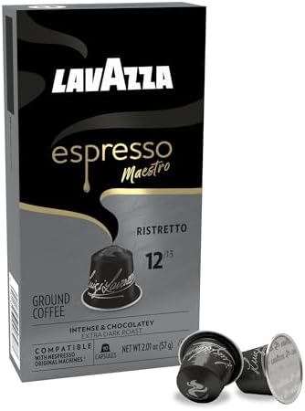 Lavazza Espresso Maestro Ristretto Aluminum Capsules Compatible with Nespresso* Original Machines, Dark Espresso Roast, Arabica and Robusta Blend (60 Capsules)