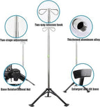 IV Pole Stand, Stainless Steel IV Pole Drip Stand, Height Adjustable IV Drip Pole with Tripod, Foldable Infusion Stand for Elderly Home Care, Hospital and Clinic