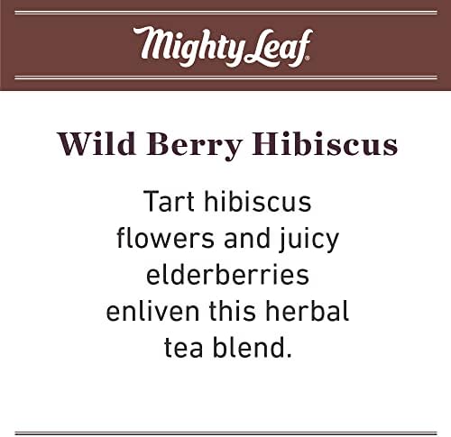 Mighty Leaf Wild Berry Hibiscus Herbal Tea Bags, Caffeine-Free, Elderberry, Blueberry, and Strawberry Flavors, 90 Count (6 Boxes of 15 Bags)