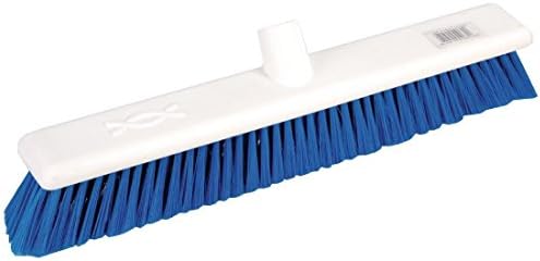 Jantex Hygiene Broom Soft Bristle Blue 18In Brush Only Sweeping Cleaning