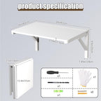 MM MELISEN Wall Mounted Folding Table, 23.6"L x 15.7"W, White, Space-Saving Design