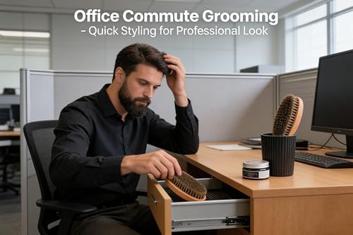 2-Pack Wooden Boar Bristle Beard & Hair Brush for Men - Soft Bristles for Grooming, Compact Travel Size