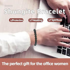 RICHRAIN™ Shungite Bracelet for Men Women, 8mm Natural Matte Shungite Stone Beads, Handmade Braided Black Crystal Healing Gemstone Bracelet, Adjustable 6-8 Inch Wrist, Protection Bracelets Jewelry Gift for Mom Mothers